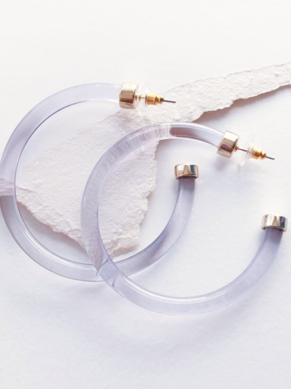 Blue Lucite Hoop Earrings